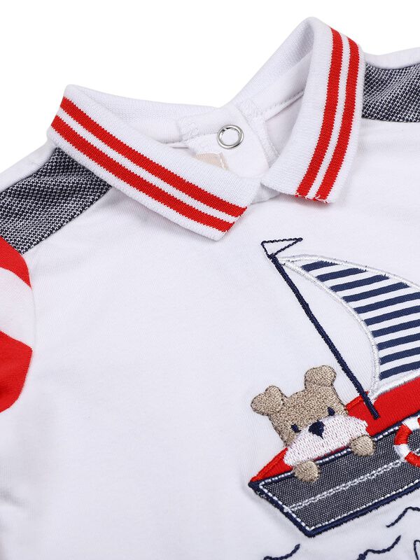 Boys White & Grey Printed Smock with  Legging image number 4